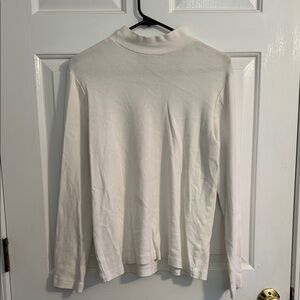 White Long Sleeve Mockneck Top